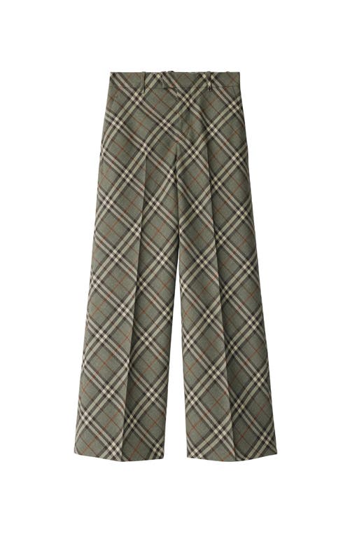 Burberry Straight Leg Check Wool Trousers In Crater