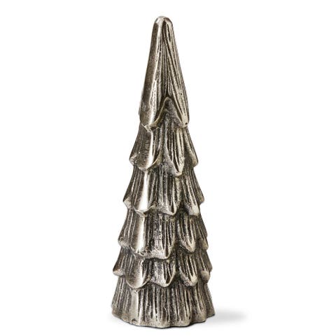 Silver Cast Aluminum Tree Decor Holiday Sculpture Christmas
