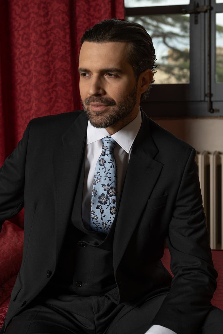 Silvio - Silk Jacquard Tie for Men, Alternate, color, Sky Blue