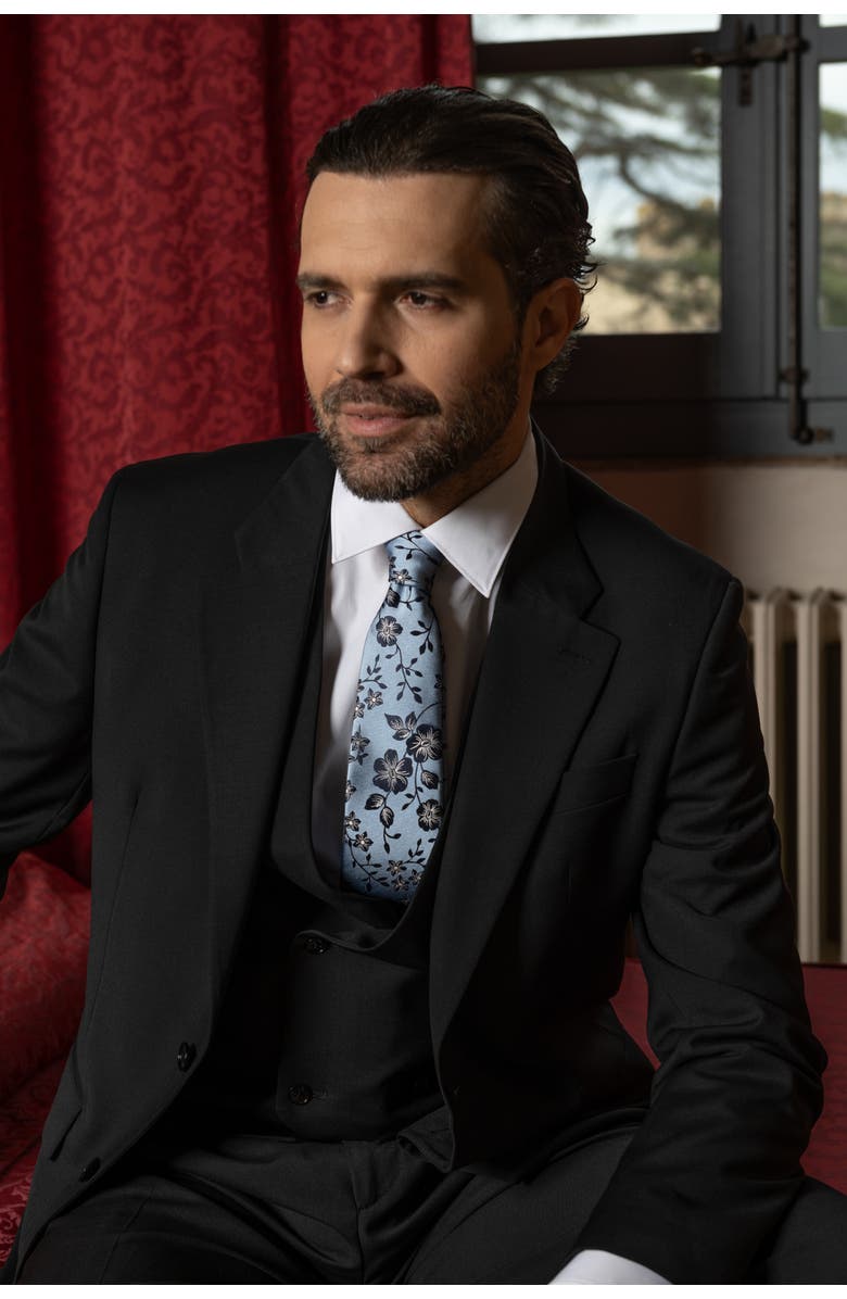 Elizabetta Silvio - Silk Jacquard Tie for Men, Alternate, color, Sky Blue