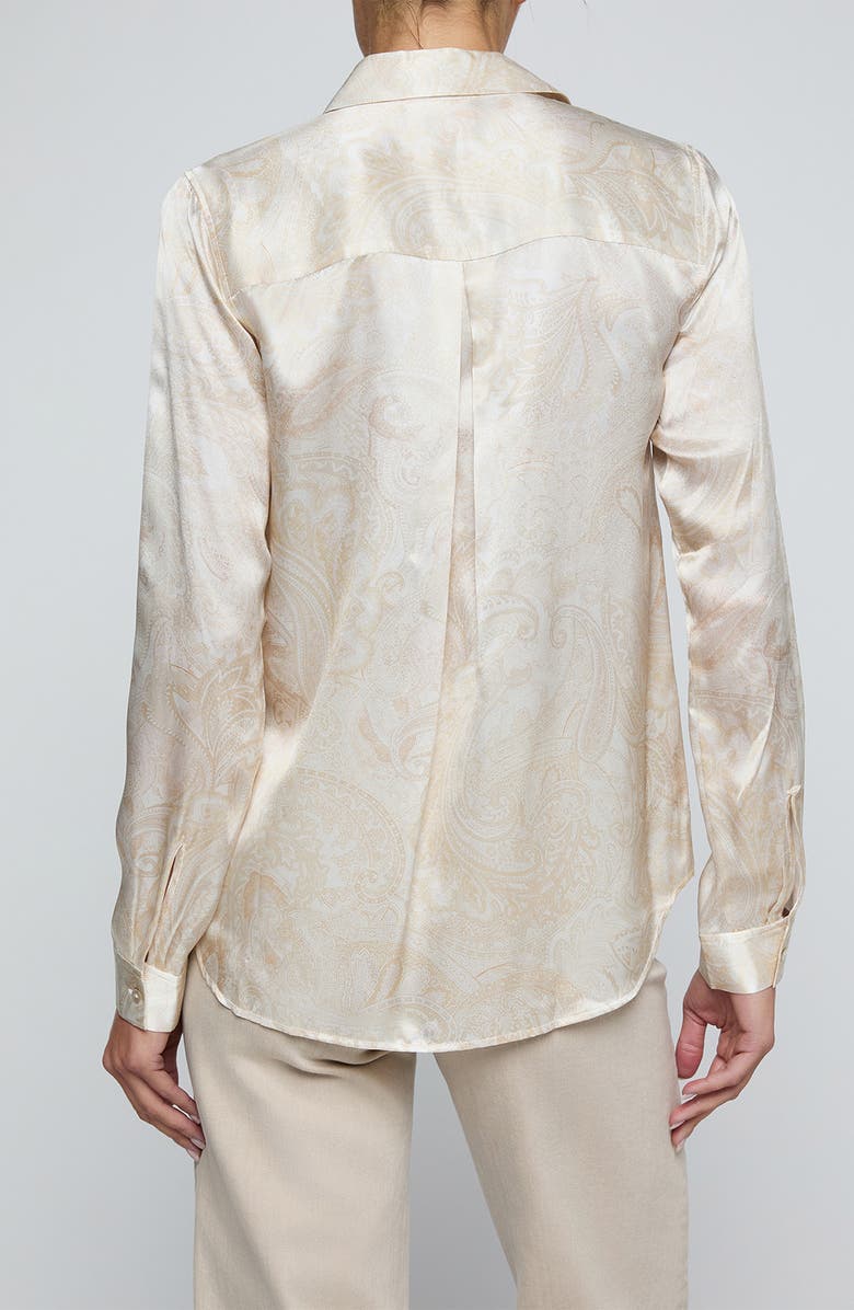 L'AGENCE Tyler Paisley Silk Shirt, Alternate, color, Vintage White Tnl Paisley