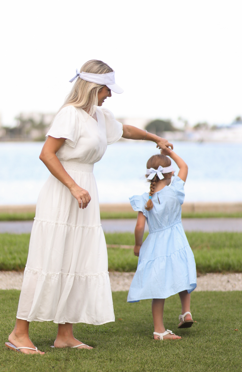 Bits & Bows Patriotic Hearts Twill Bow Visor, Alternate, color, Deep White