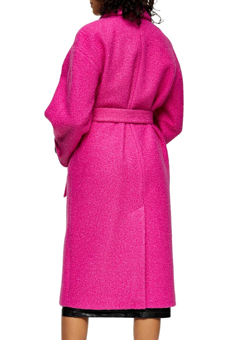 Arin Bouclé Trench Coat, Alternate, color, BRIGHT PINK