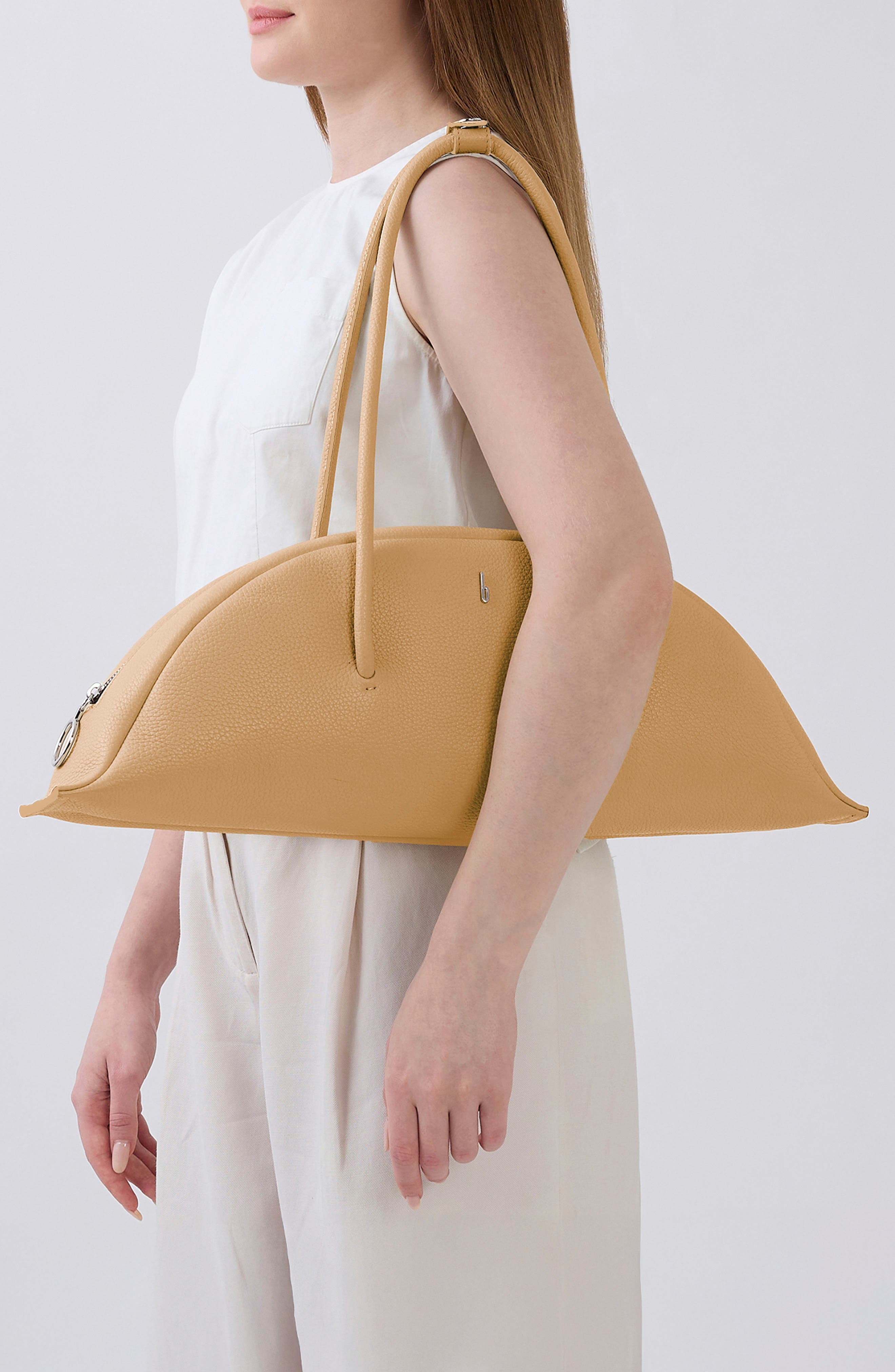 behno Laverne Leather Bowler Bag, Alternate, color, Bisque