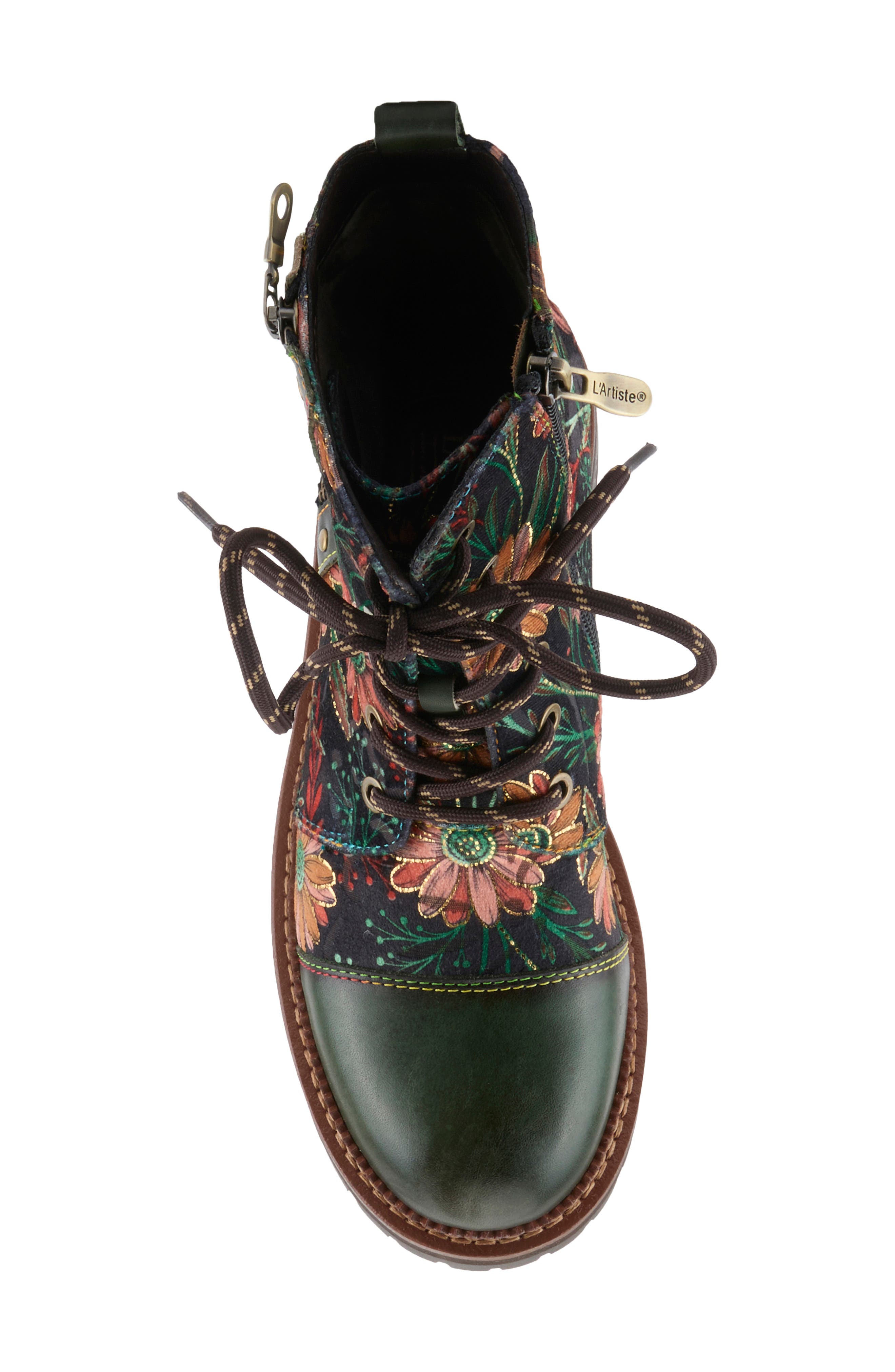 Cordea Floral Lace-Up Boot, Alternate, color, GREEN MULTI