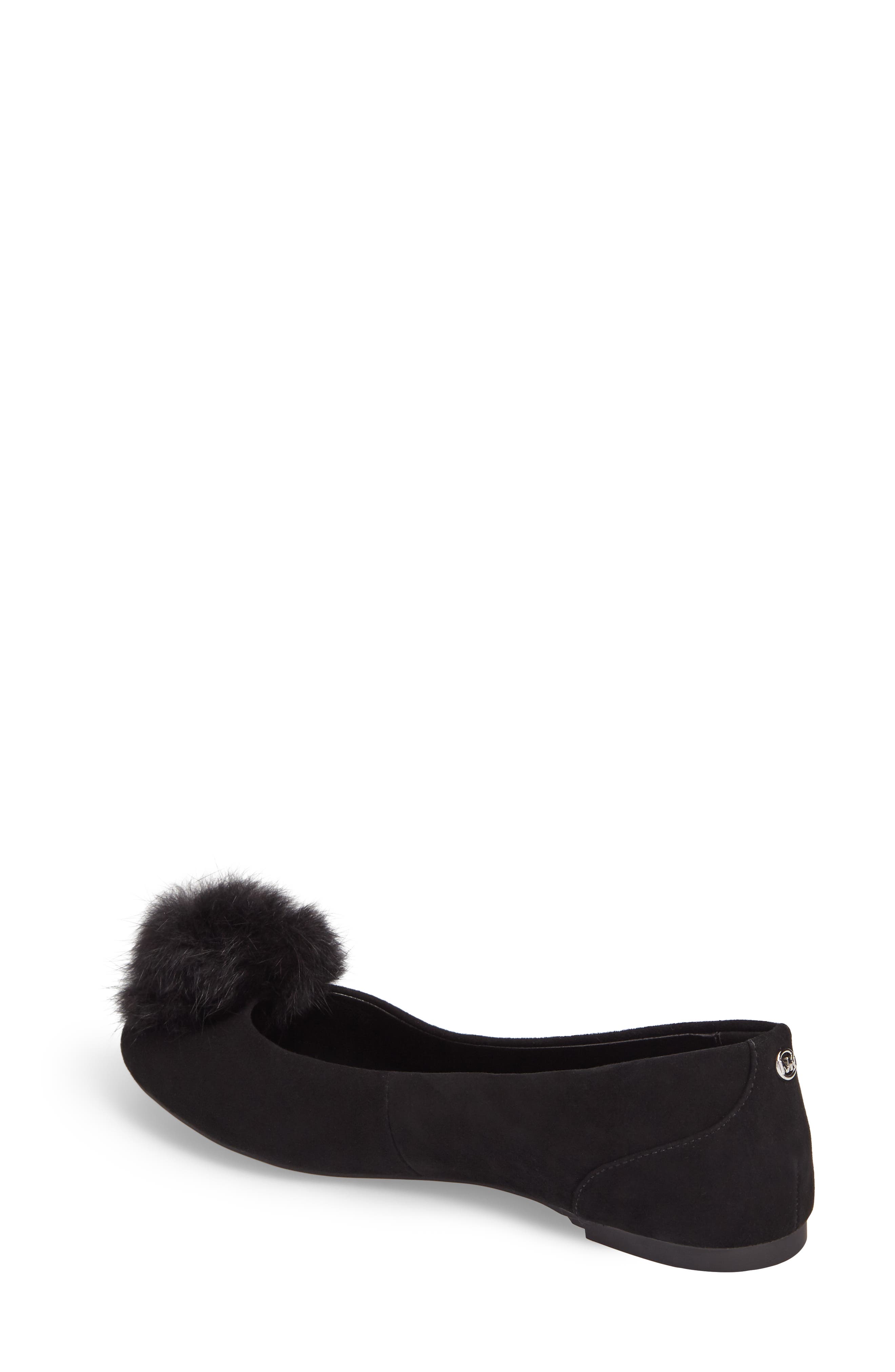 MICHAEL Michael Kors Remi Ballet Flat with Genuine Rabbit Fur Pom, Alternate, color, 