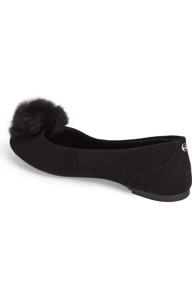MICHAEL Michael Kors Remi Ballet Flat with Genuine Rabbit Fur Pom, Alternate, color,
