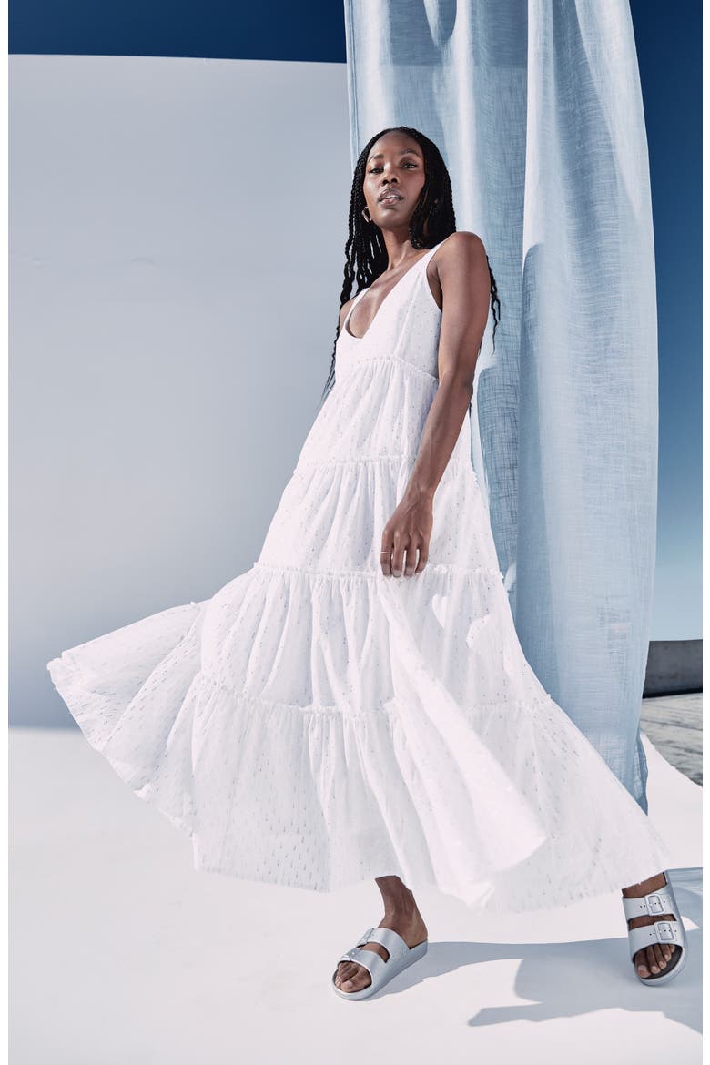 Gwendolyn Tiered Maxi Dress, Alternate, color, WHITE