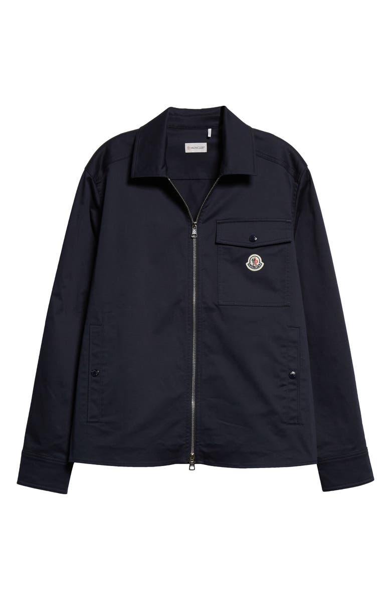 Moncler Stretch Cotton Zip Shirt Jacket, Alternate, color, Cosmic Blue