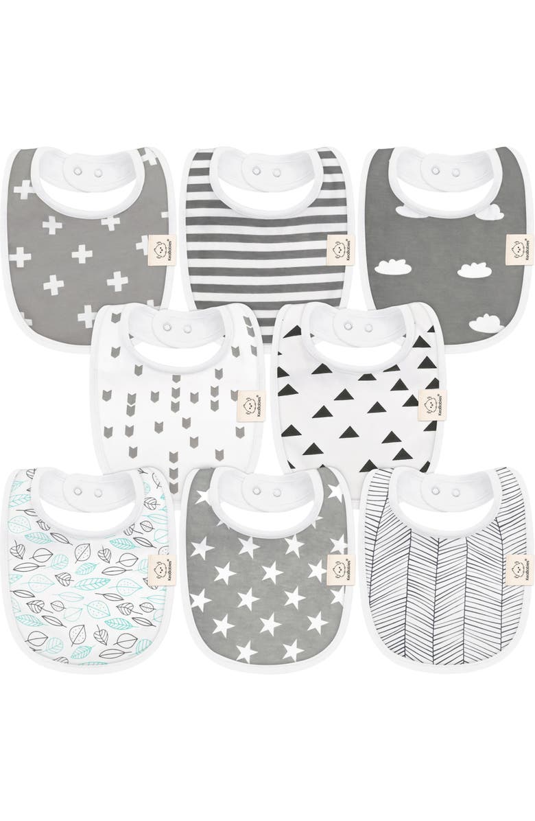 KeaBabies 8-Pack Baby Drool Bibs, Main, color, Grayscape