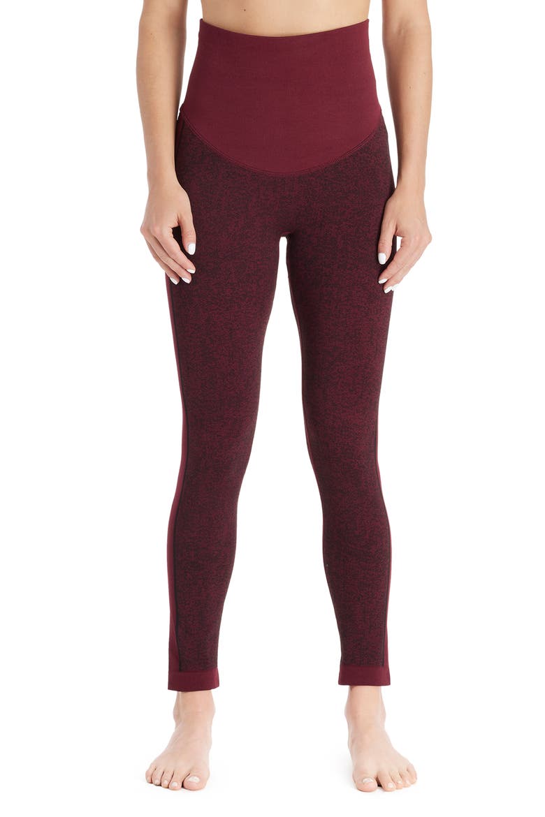 Ella Activewear Seamless Maternity Leggings, Main, color, BURGUNDY JACQUARD