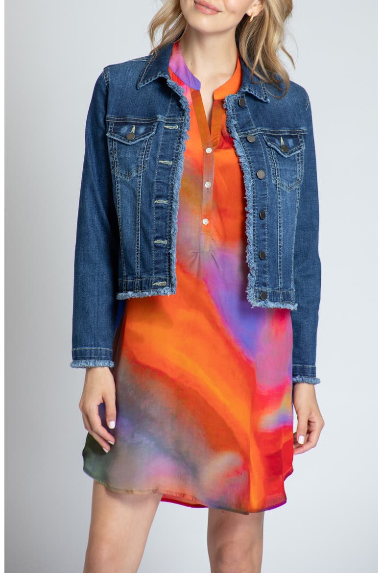 Frayed Denim Jacket, Main, color, INDIGO