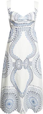Reiss Addison Shell Print Linen Midi Dress