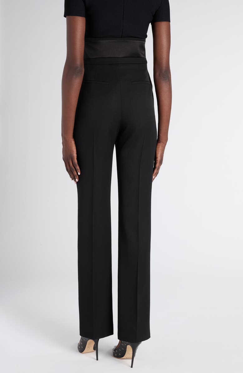 McQueen High Waist Wool Straight Leg Tux Pants, Alternate, color, Black