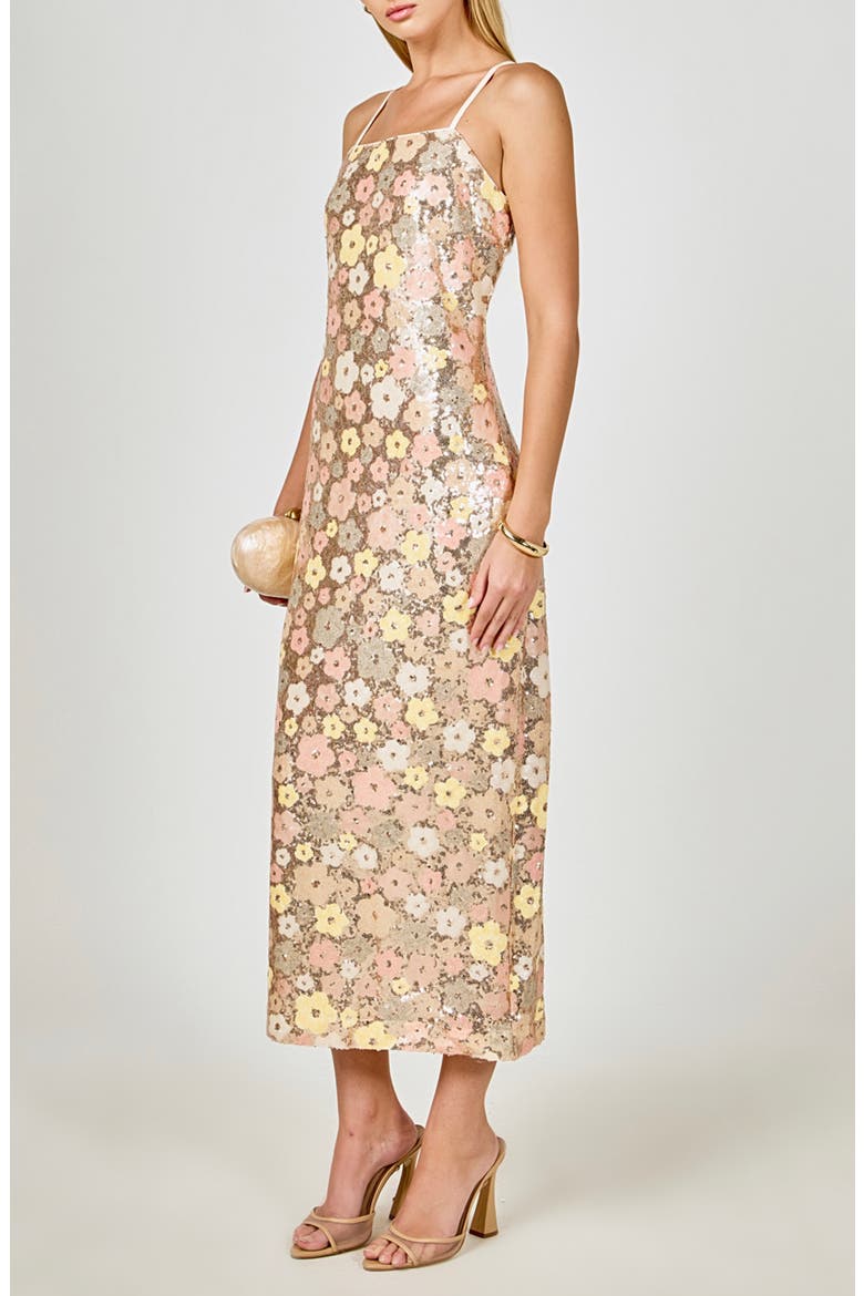 Sequin Sleeveless Maxi Dress, Alternate, color, ROSE GOLD