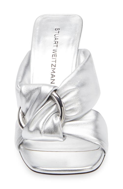 Stuart Weitzman Cece Metallic Twisted Ring Slide Sandals In Silver
