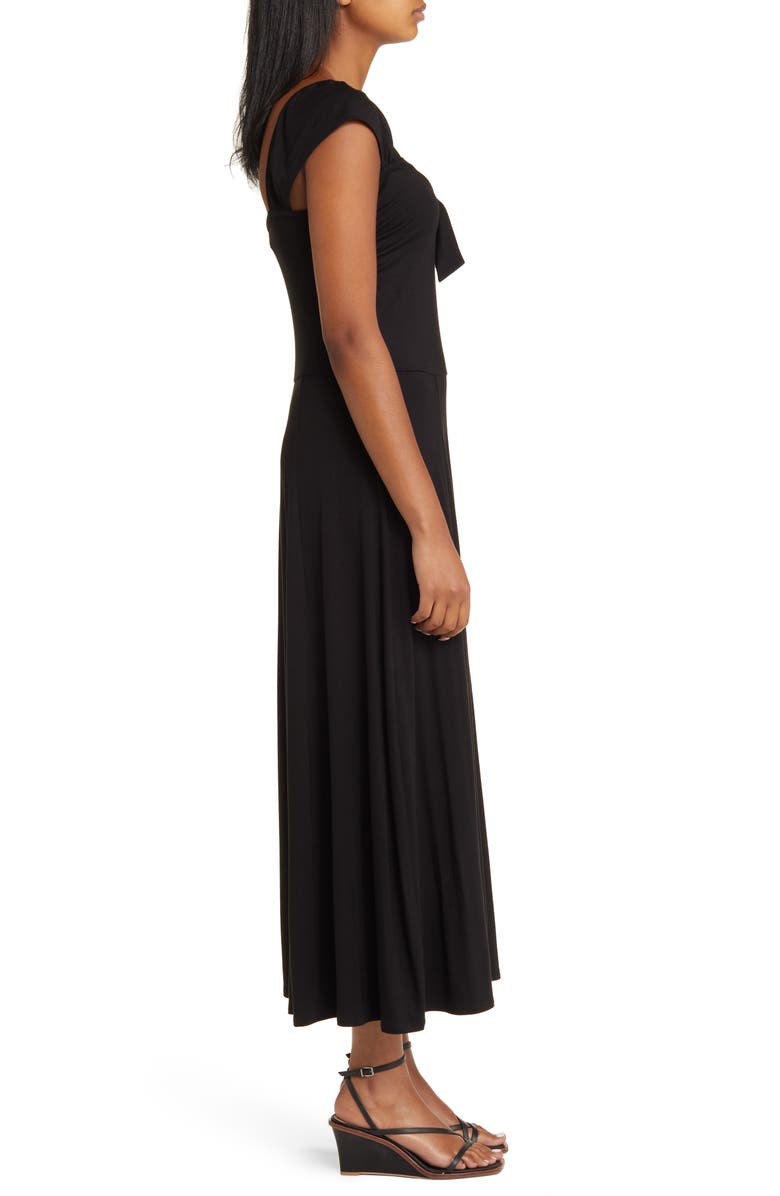 Loveappella Tie Front Cap Sleeve Knit Dress, Alternate, color, Black