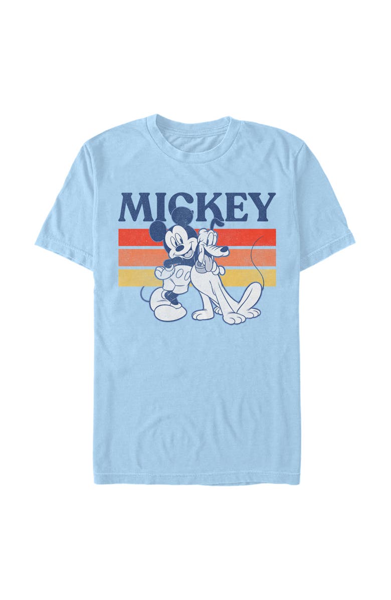Mickey & Friends Men's Mickey & Friends Retro Pluto and Mickey Mouse  Graphic T-Shirt, Main, color, Light Blue