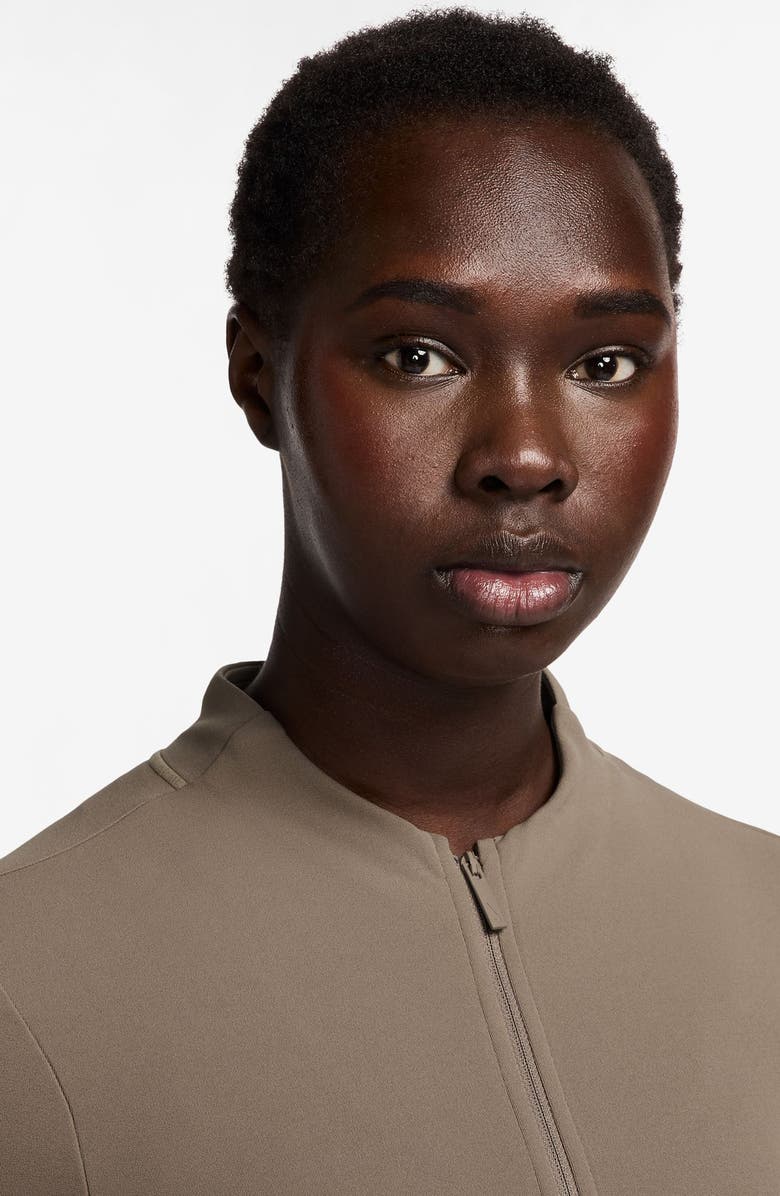 Nike Zenvy Dri-FIT Long-Sleeve Full Zip Top, Alternate, color, Mink Brown/ White