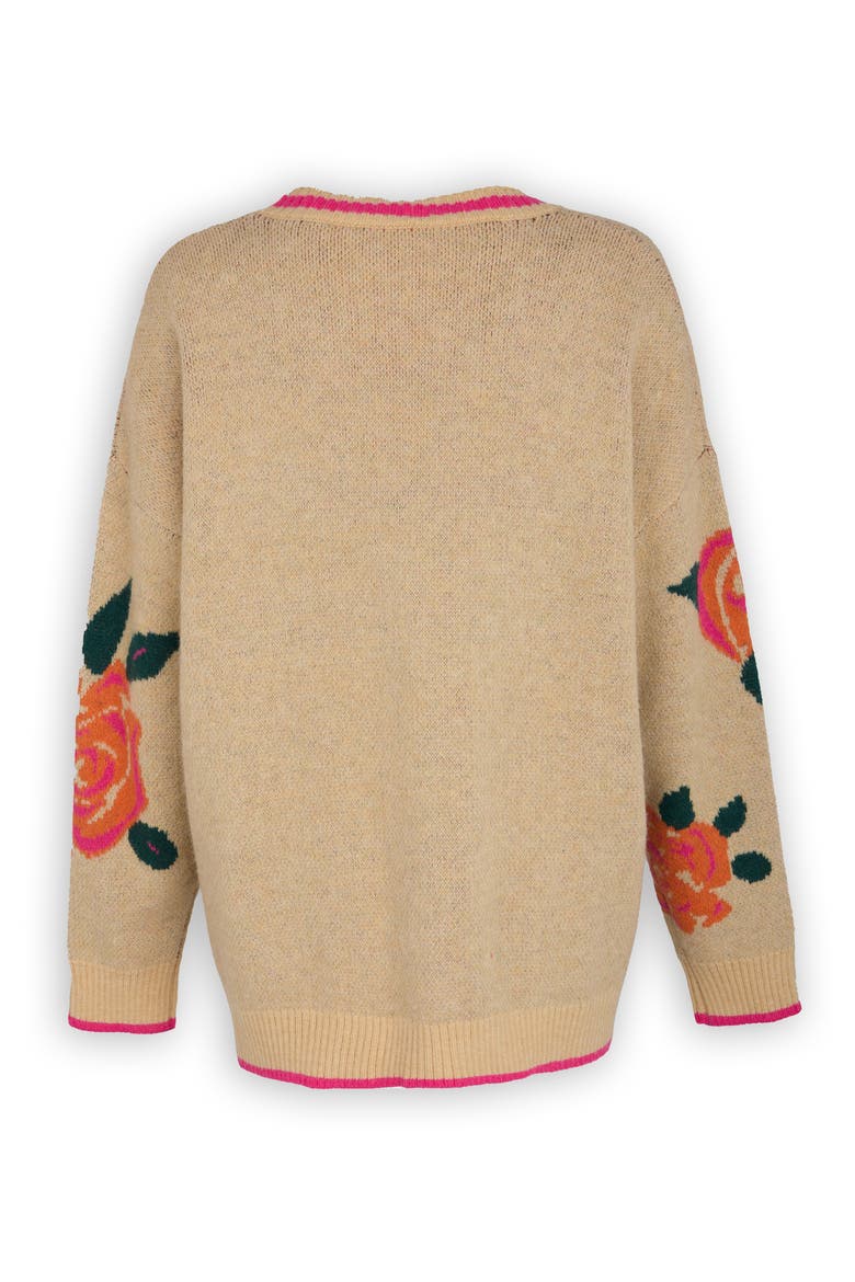 Rose Motif Cardigan, Alternate, color, NATURAL