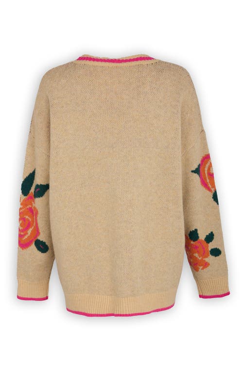 Saachi Rose Motif Cardigan In Brown