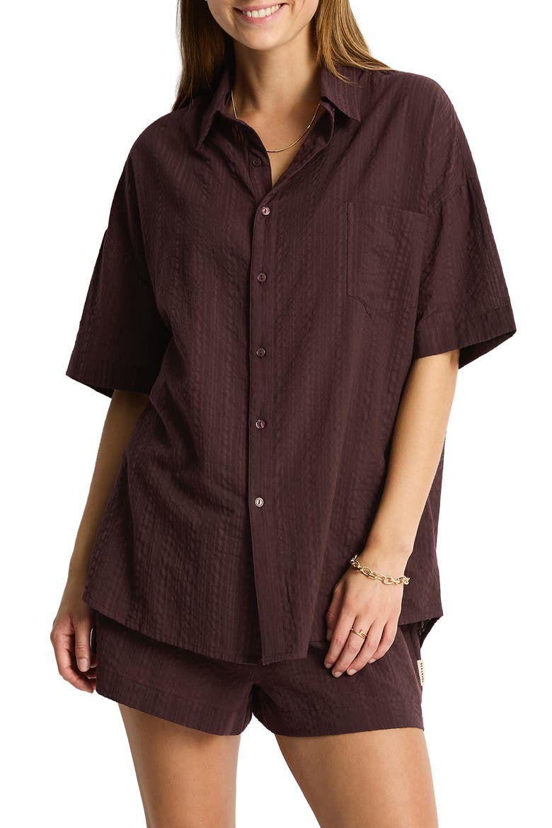 Cotton Cover-Up Shirt, Main, color, CHOCOLATE