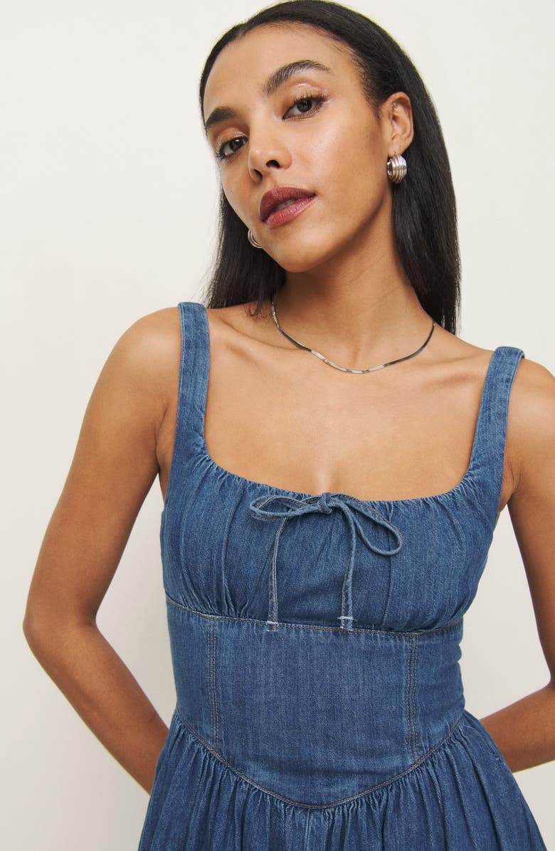 Reformation Balia Denim A-Line Midi Dress, Alternate, color,