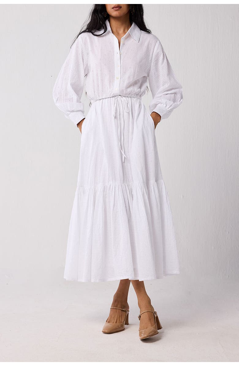 Reistor Flowing Tiered Maxi Dress, Main, color, White