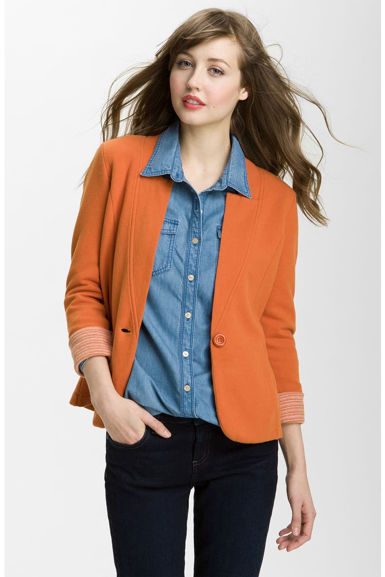 Double Knit Blazer, Main, color, RUST AMBER COMBO