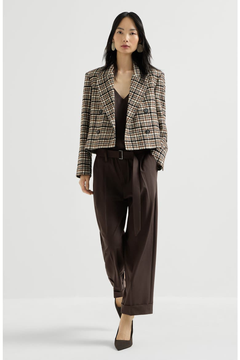 Tropical luxury wool baggy sartorial trousers, Alternate, color, Coffee