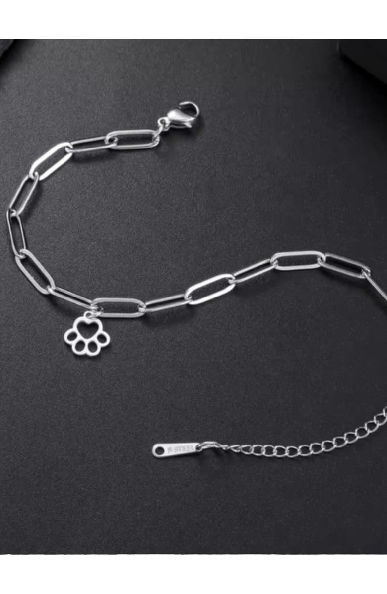 Hollywood Sensation LoyalPrint Delicate Paw Print Link Bracelet, Alternate, color, Silver