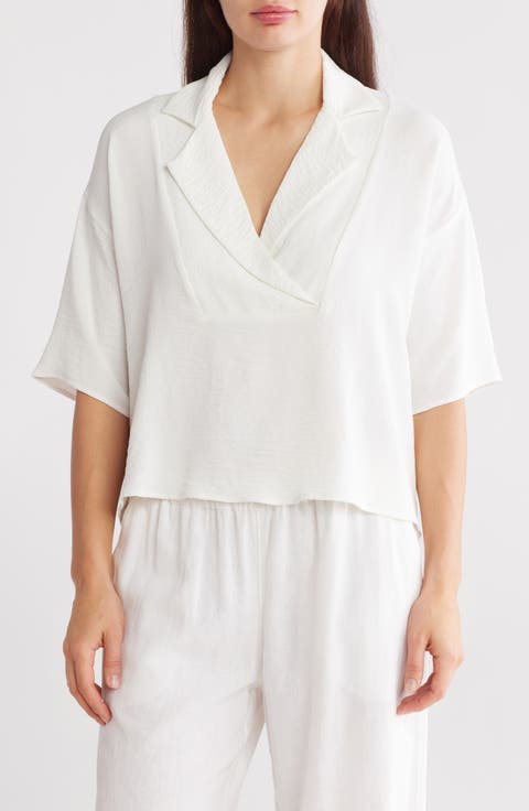 Oversize Short Sleeve Popover Top