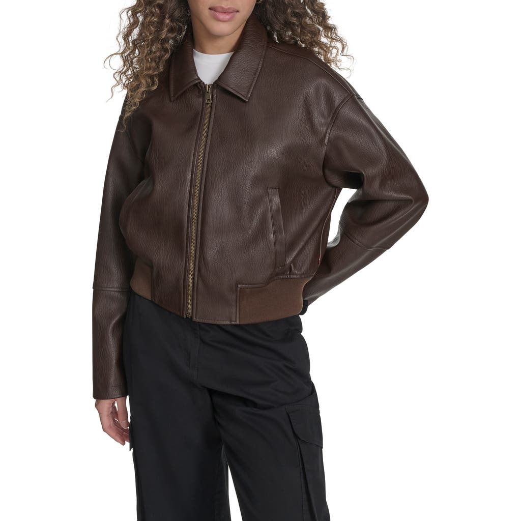 Levi's Faux Leather Bomber Jacket In Brown