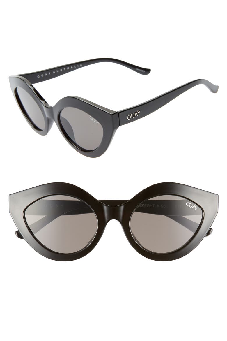 Australia Goodnight Kiss Cat Eye Sunglasses, Main, color, BLACK / SMOKE
