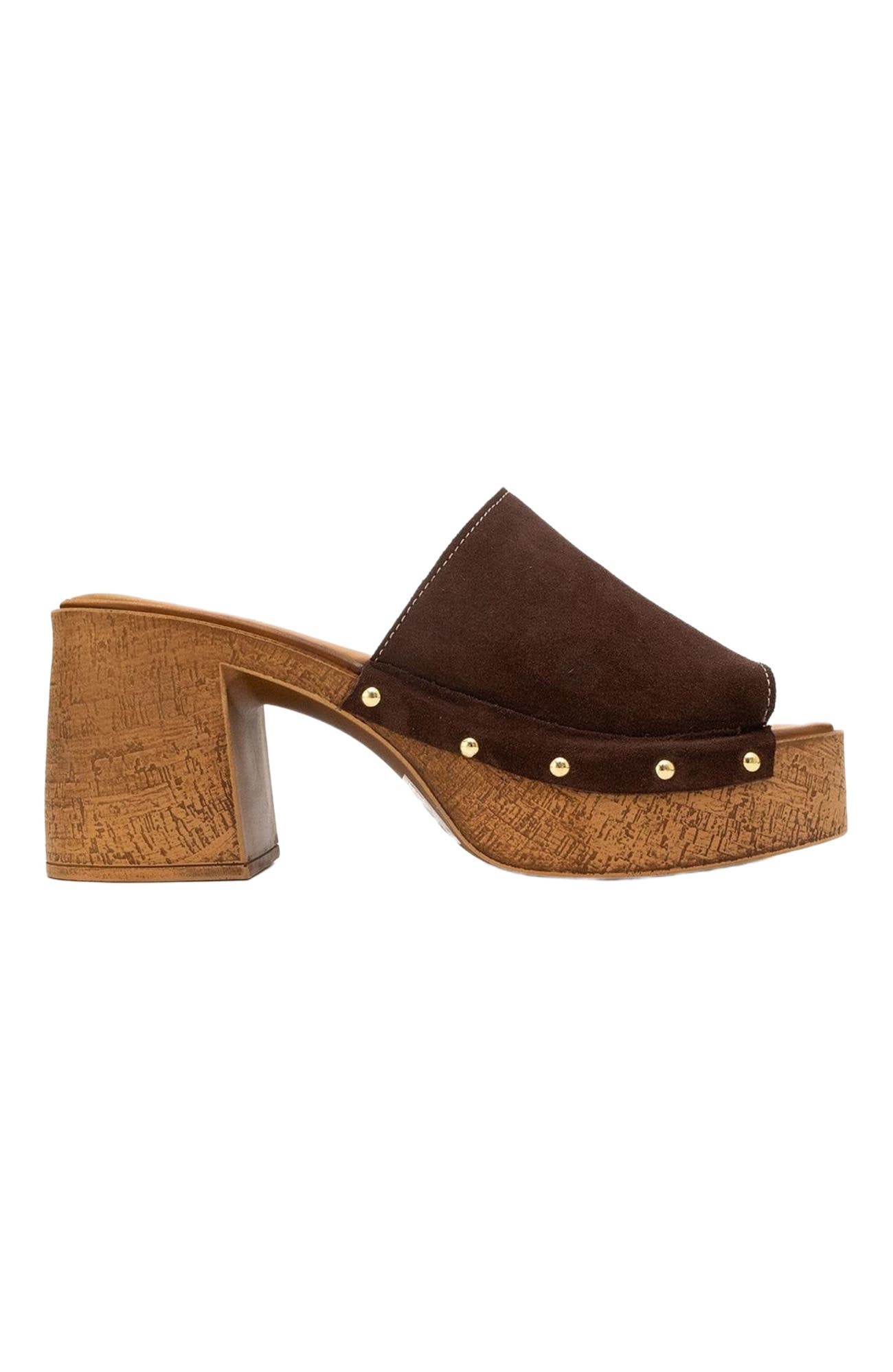 Forever 
Always Shoes Pull Leather Platform Mules, Alternate, color, Dark Brown Suede Leather