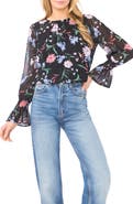 CeCe Floral Stripe Top