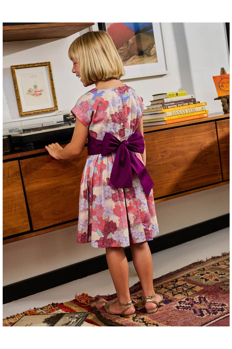 Organdy Sash Dress, Alternate, color, Peonies & Chrysanthemums