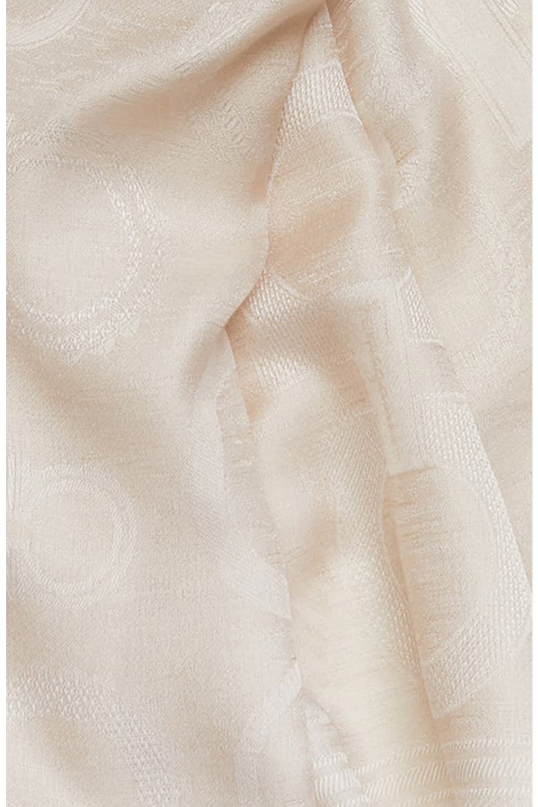 Gancini Silk & Cashmere Fringe Scarf, Alternate, color, NATURALE
