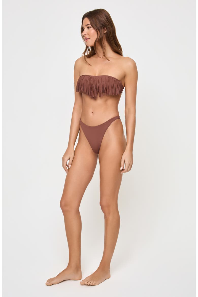 Dixie Fringe Strapless Bikini Top, Alternate, color, CAFE