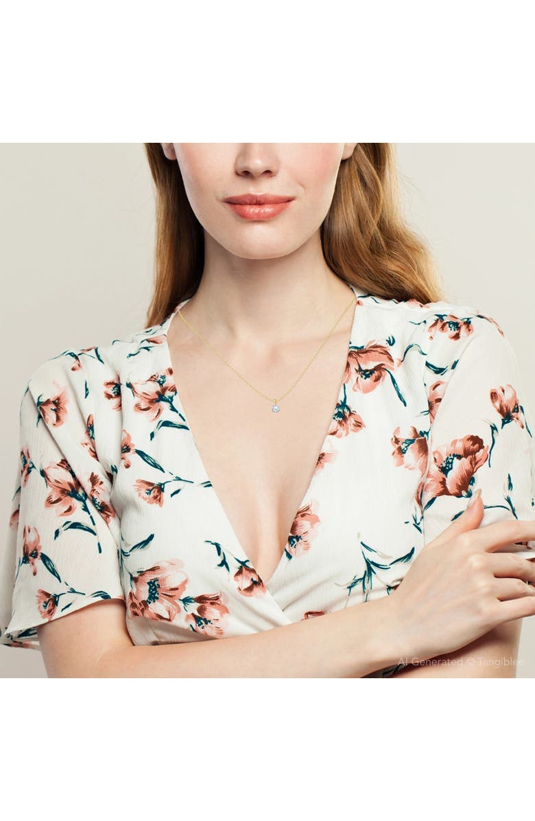 Bliss Diamond 1Ct  Solitaire Round Cut Diamond Pendant 3-Prong Necklace Lab Grown, Alternate, color, 14K Yellow Gold