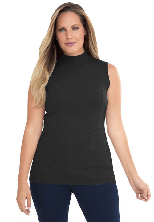 Jessica London Fine Gauge Mockneck Sweater In Black