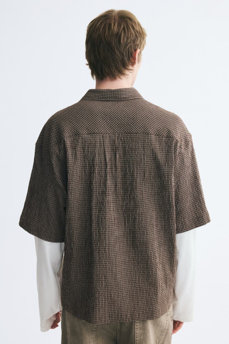 Relaxed-Fit Layered Shirt, Alternate, color, Dark brown/checked