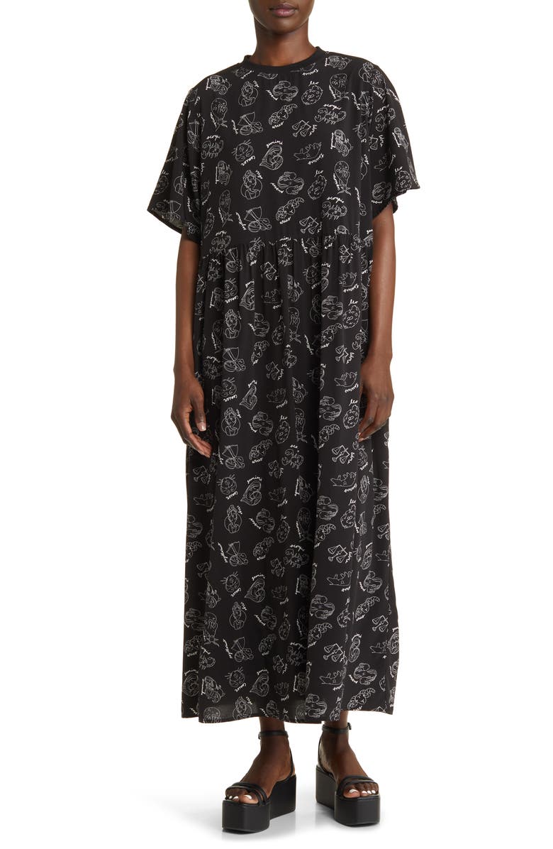 Dressed in Lala Never Too Much Print Oversize T-Shirt Maxi Dress, Main, color,