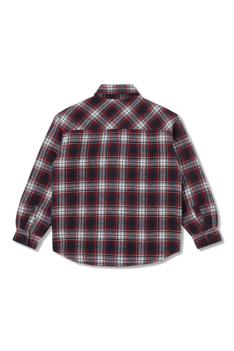 Quilted Plaid Cotton Flannel Button-Up Overshirt, Alternate, color, RED