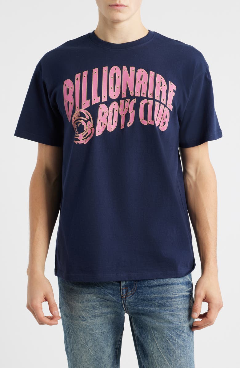 Billionaire Boys Club Curve Logo Graphic Cotton T-Shirt, Main, color, Navy Blazer
