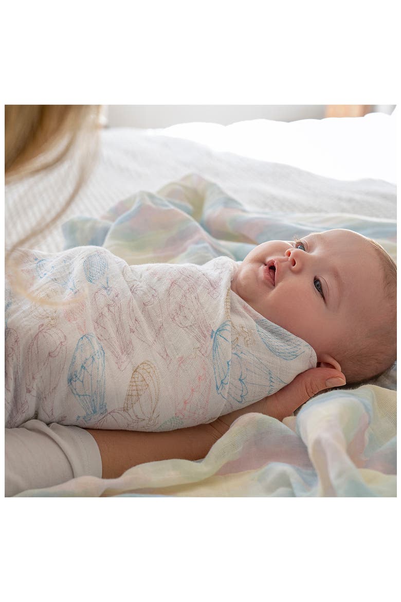 Assorted 2-Pack Organic Cotton Muslin Swaddling Cloths, Alternate, color, ABOVE THE CLOUDS PINK