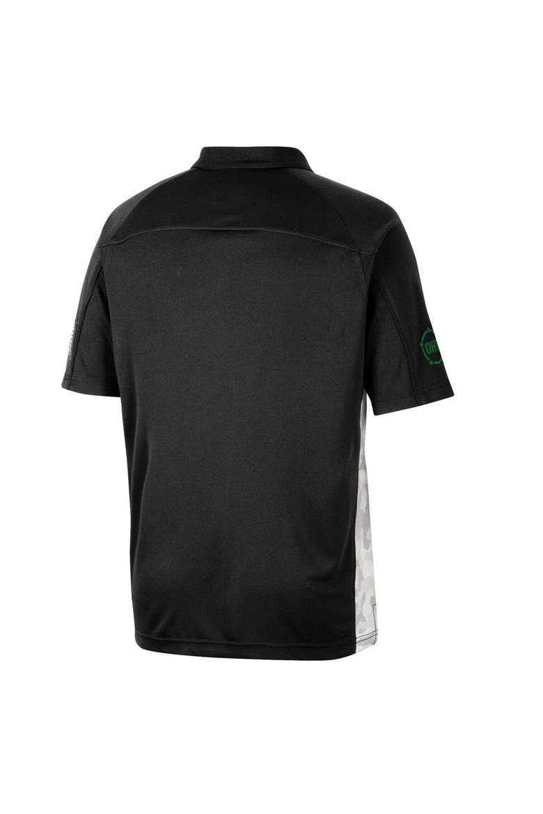Men's Colosseum Black North Dakota OHT Military Appreciation Snow Camo Polo, Alternate, color, Black