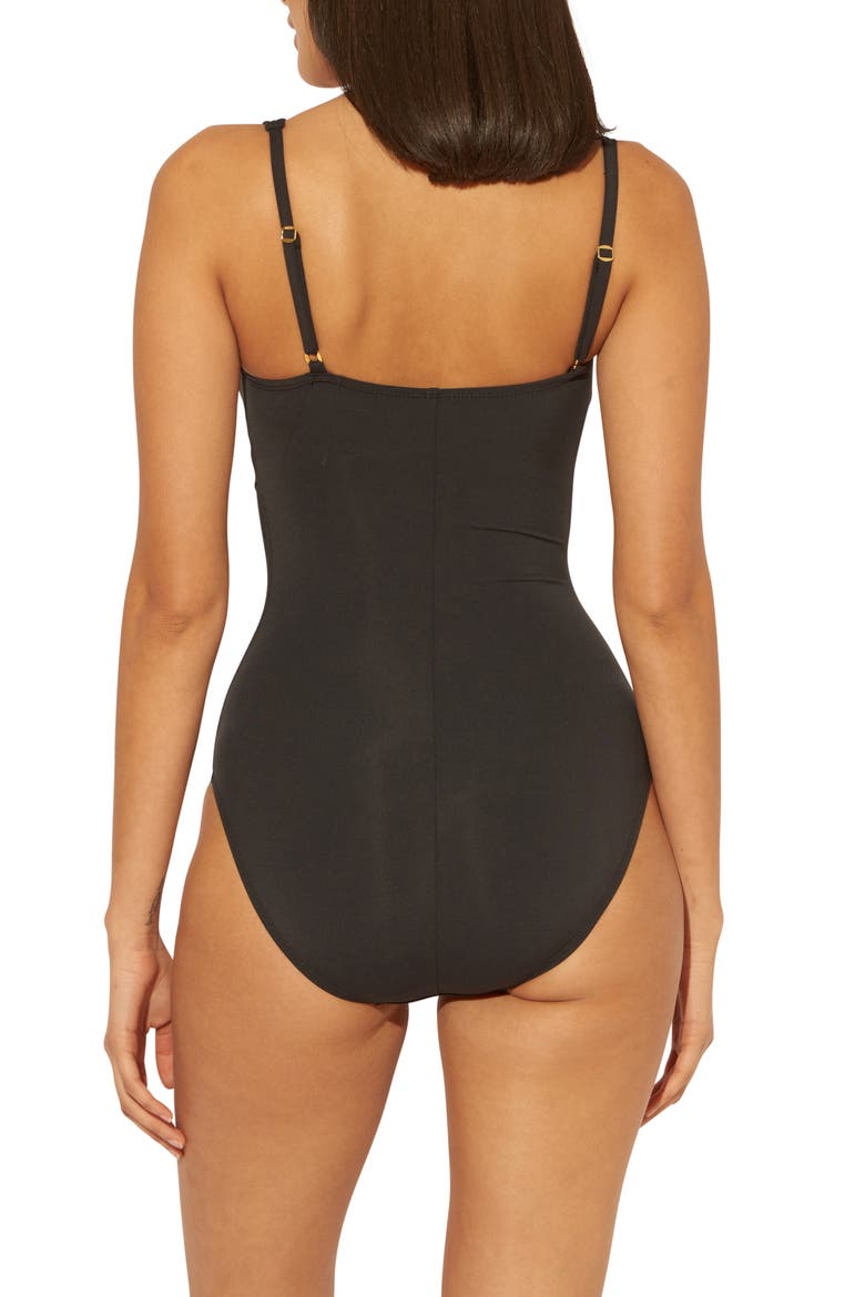 Don't Mesh with Me One-Shoulder One-Piece Swimsuit, Alternate, color, BLACK