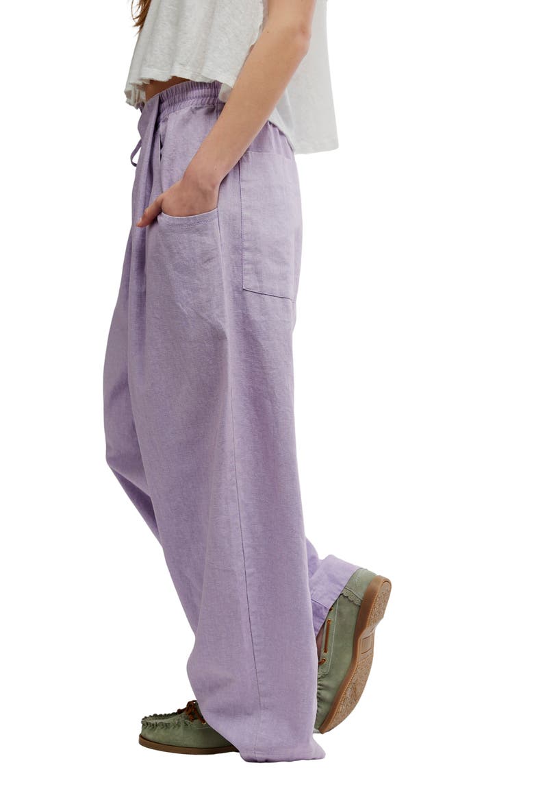 Chambers Drawstring Linen & Cotton Pants, Alternate, color, ORCHID HUSH