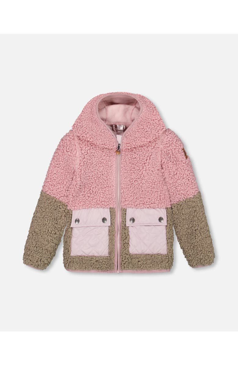 Deux par Deux Girl's fuzzy fleece Jacket Silver Pink, Main, color, 